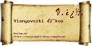 Visnyovszki Ákos névjegykártya
